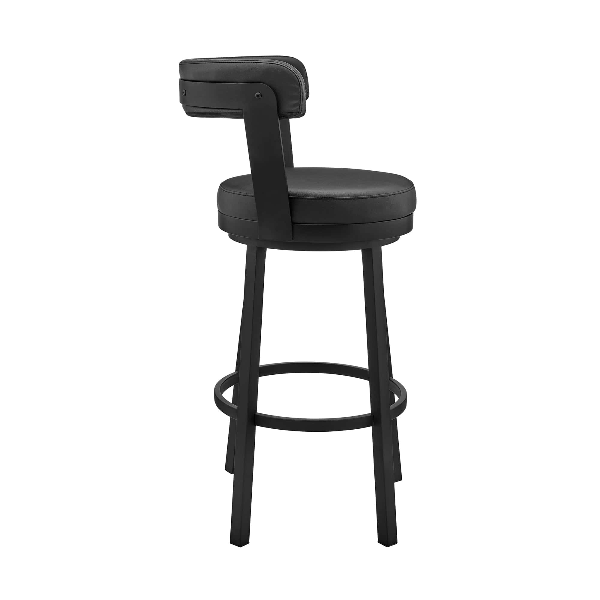 Armen Living Barstool Armen Living - Bryant 26" Counter Height Swivel Bar Stool in Black Finish and Black Faux Leather | LCBYBABLBL26