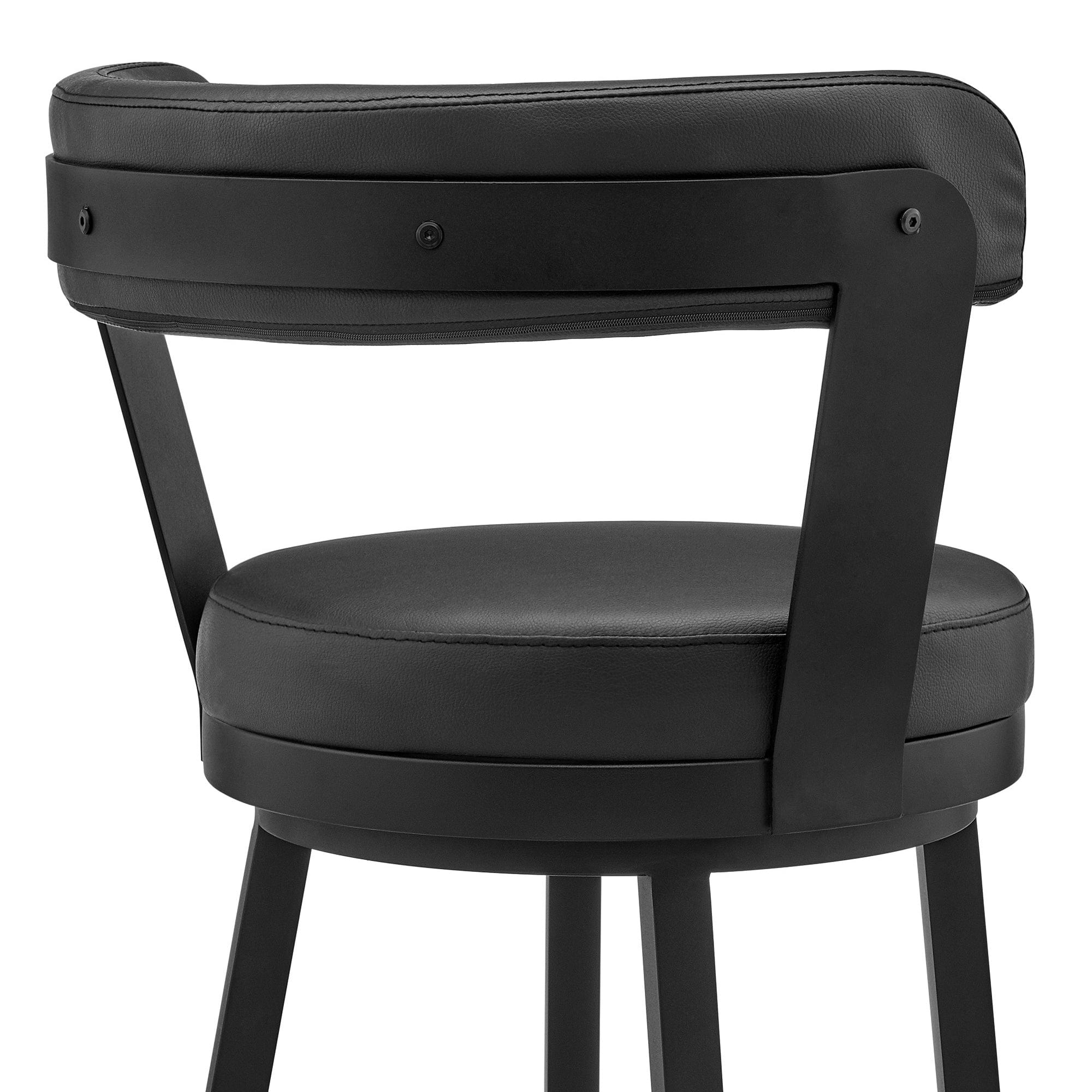 Armen Living Barstool Armen Living - Bryant 30" Bar Height Swivel Bar Stool in Black Finish and Black Faux Leather | LCBYBABLBL30