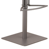 Armen Living Barstool Armen Living - Café Adjustable Height Swivel Grey Faux Leather and Walnut Wood Bar Stool with Grey Metal Base | LCCASWBAGRBA