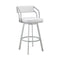 Armen Living Barstool Armen Living | Capri 26" Swivel White Faux Leather and Silver Metal Bar Stool | LCCPBASLWH26