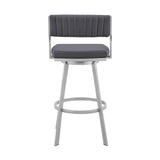 Armen Living Barstool Armen Living | Capri 30" Swivel Slate Grey Faux Leather and Silver Metal Bar Stool | LCCPBASLGR30