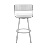 Armen Living Barstool Armen Living | Capri 30" Swivel White Faux Leather and Silver Metal Bar Stool | LCCPBASLWH30