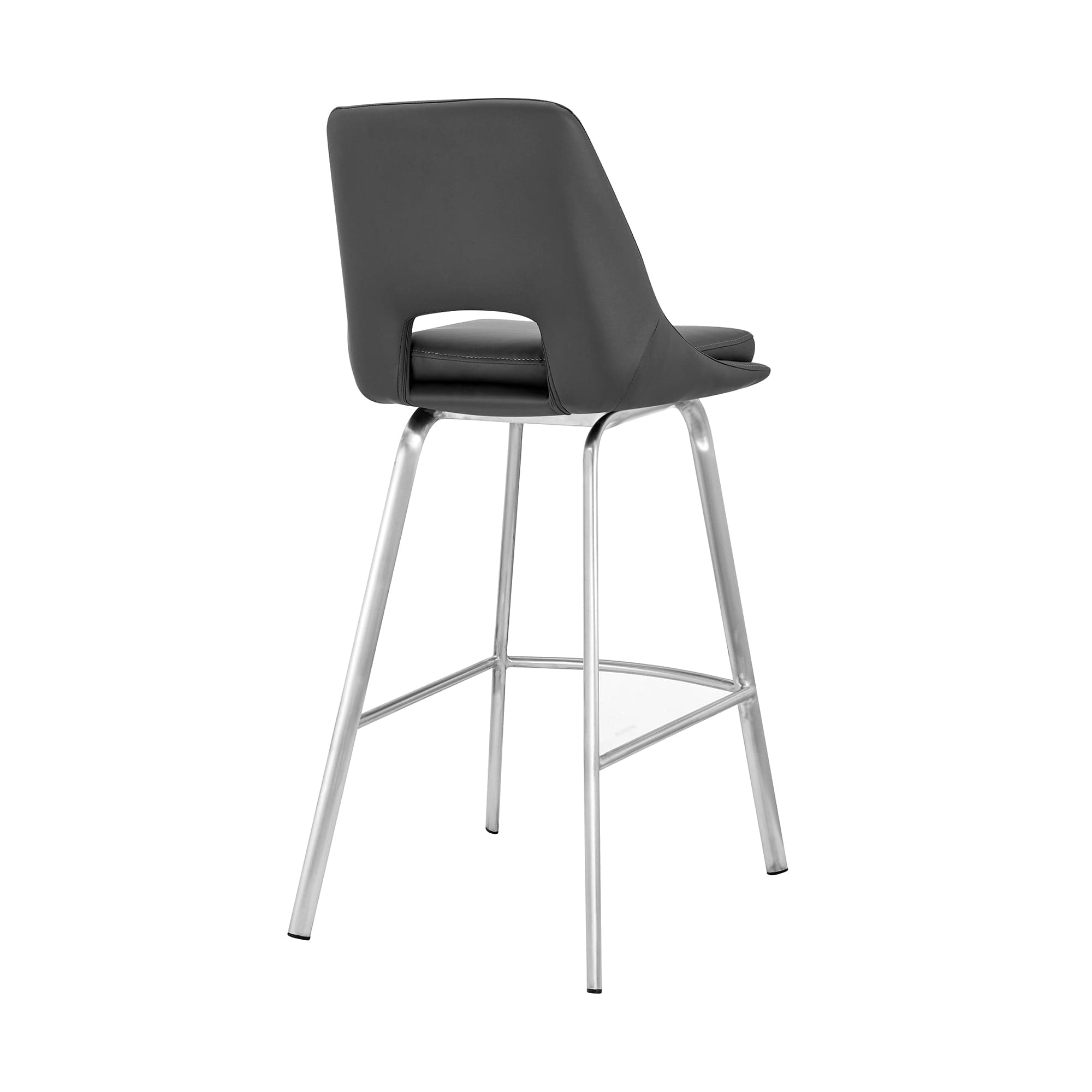 Armen Living Barstool Armen Living - Carise Gray Faux Leather and Brushed Stainless Steel Swivel 26" Counter Stool | LCCABABSGR26