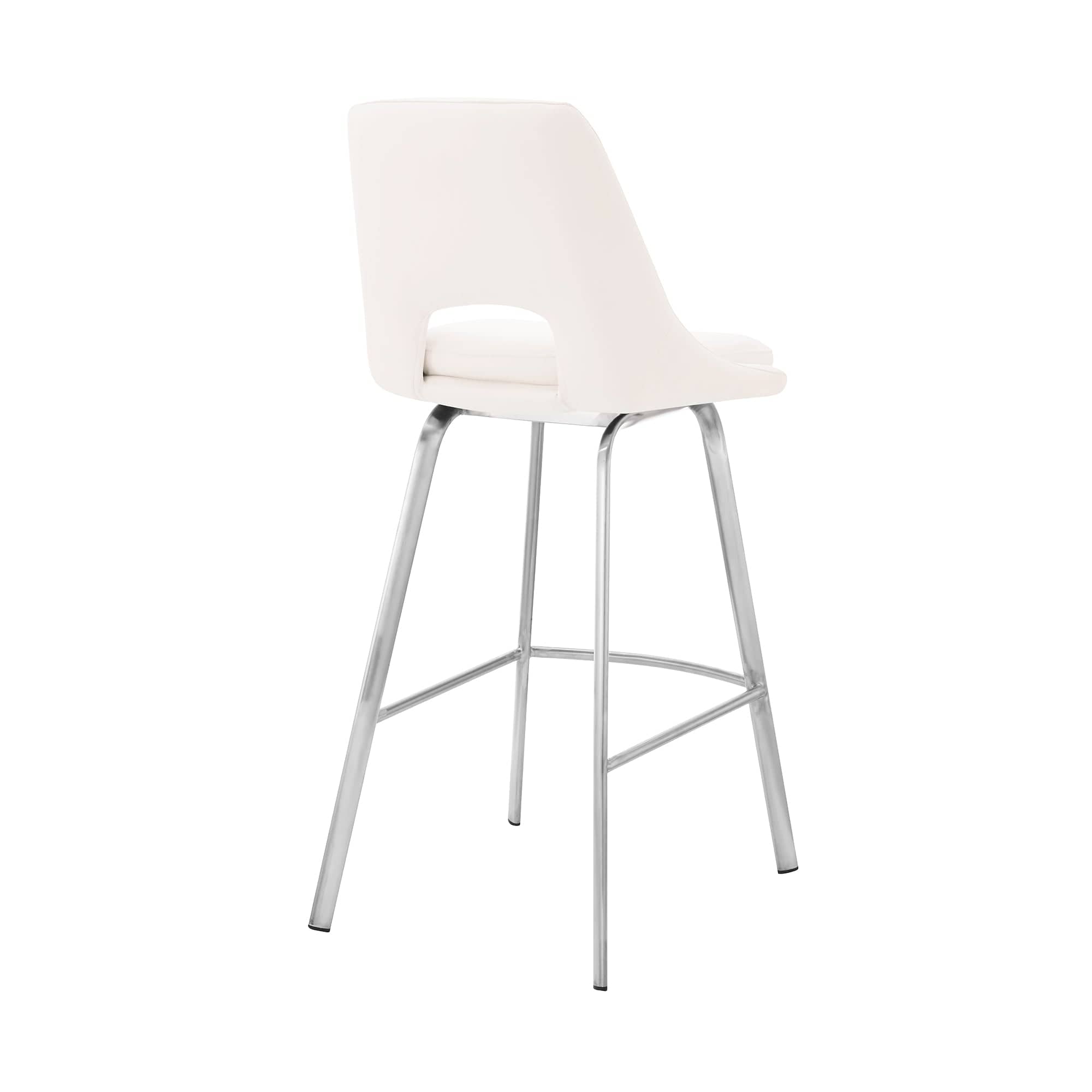 Armen Living Barstool Armen Living - Carise Gray Faux Leather and Brushed Stainless Steel Swivel 30" Bar Stool | LCCABABSGR30