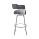 Armen Living Barstool Armen Living | Chelsea 25" Slate Grey Faux Leather and Silver Metal Bar Stool | LCCSBASLGR26