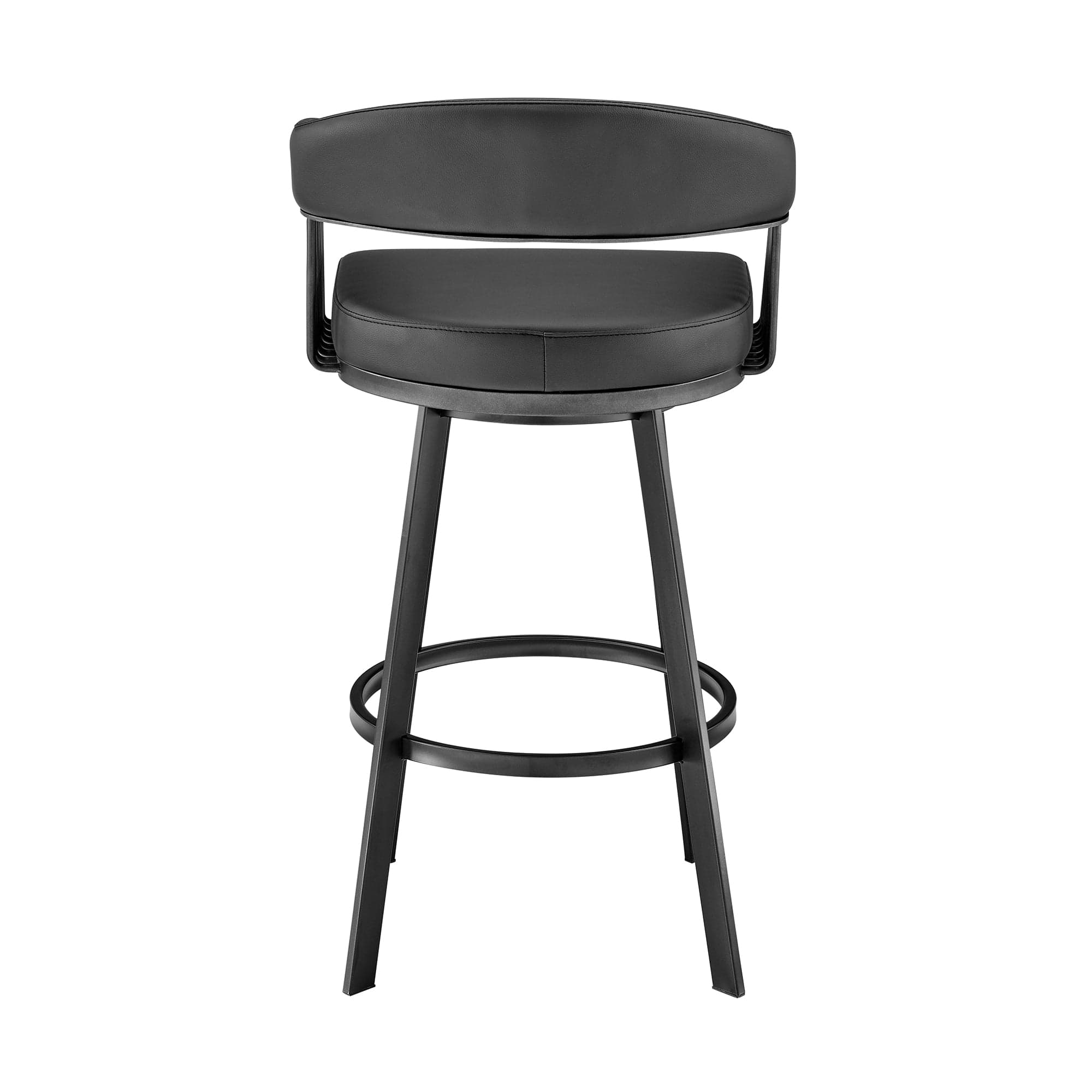 Armen Living Barstool Armen Living - Chelsea 26" Counter Height Swivel Bar Stool in Black Finish and Black Faux Leather | LCCSBABLBL26