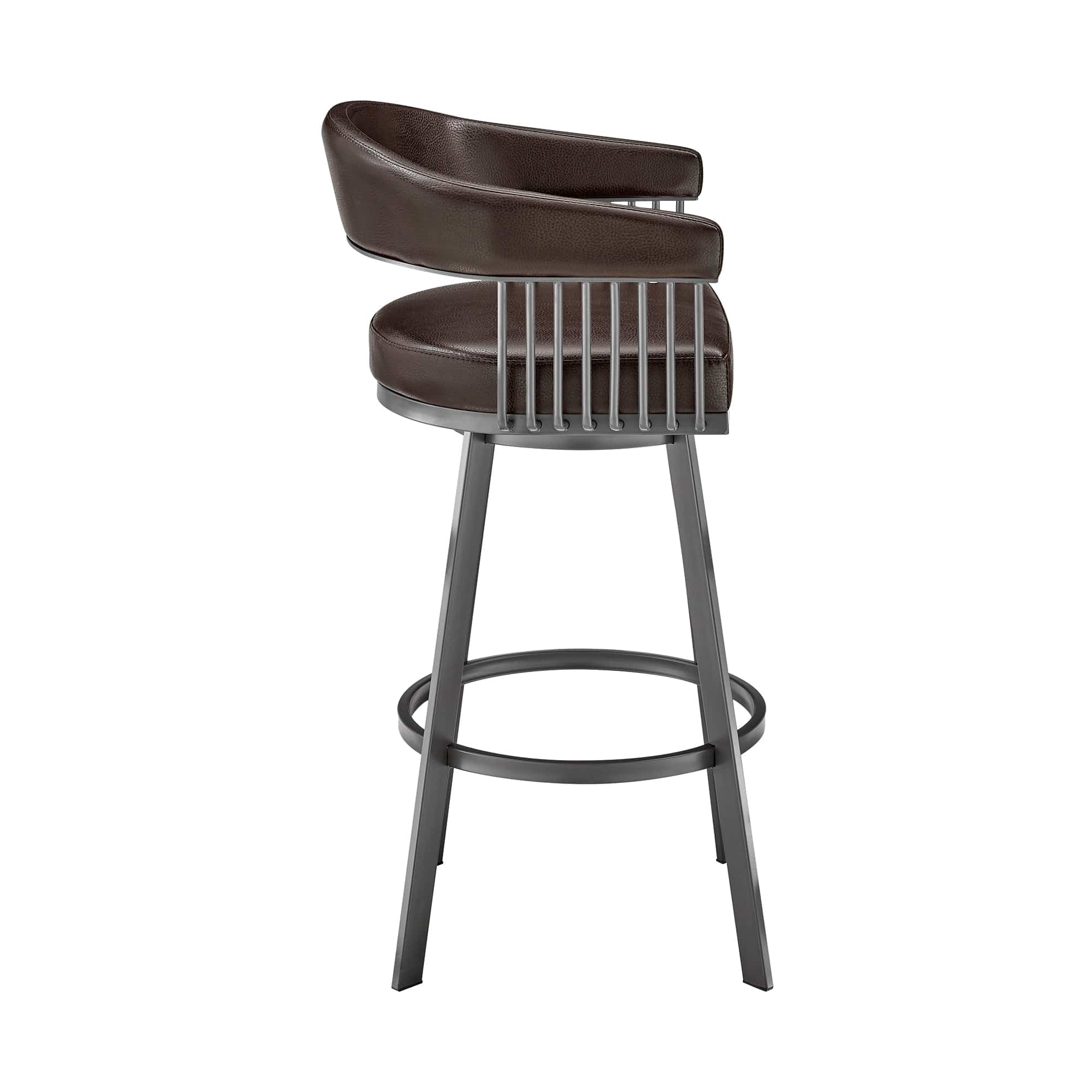 Armen Living Barstool Armen Living - Chelsea 26" Counter Height Swivel Bar Stool in Black Finish and Black Faux Leather | LCCSBABLBL26