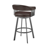 Armen Living Barstool Armen Living - Chelsea 26" Counter Height Swivel Bar Stool in Black Finish and Black Faux Leather | LCCSBABLBL26