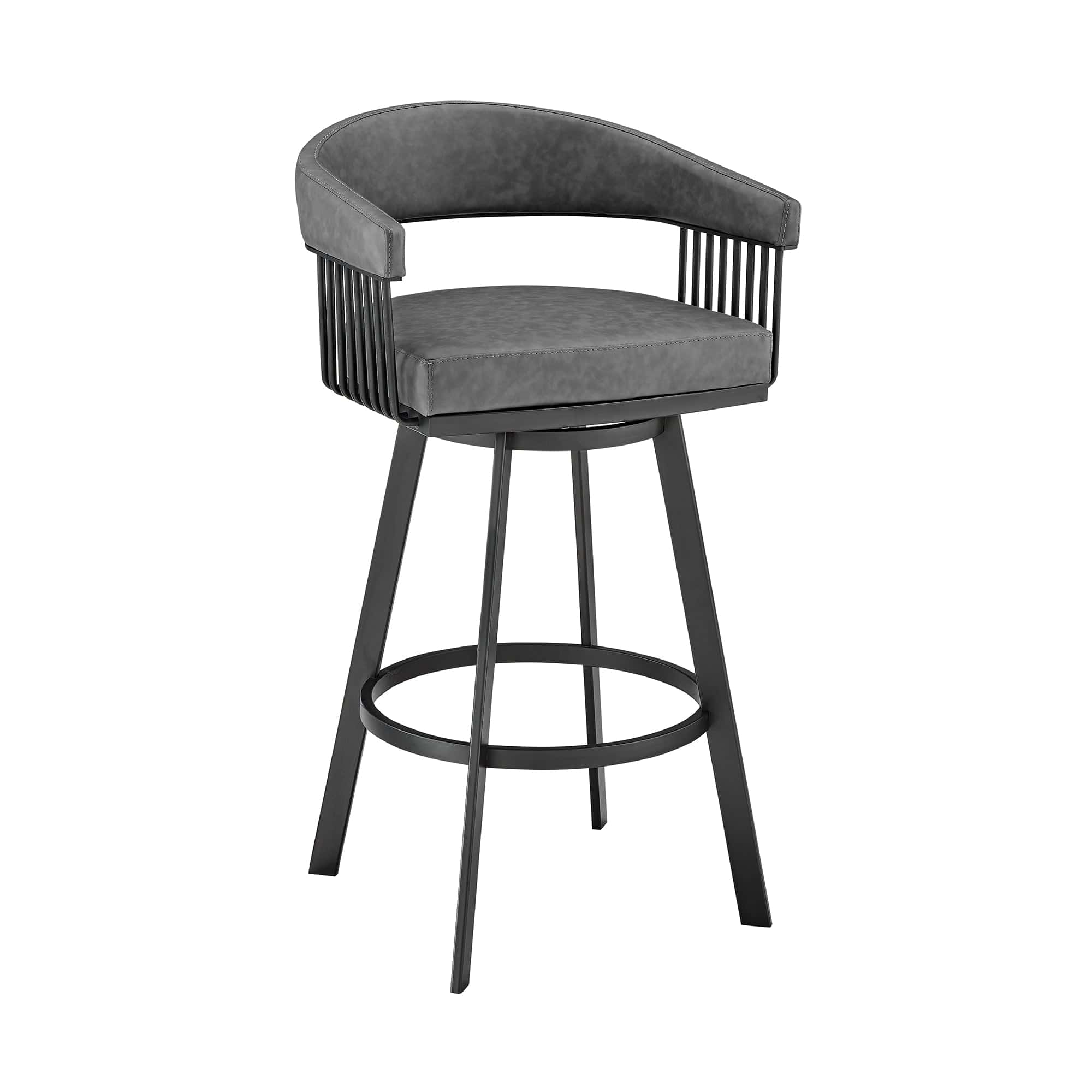 Armen Living Barstool Armen Living - Chelsea 26" Counter Height Swivel Bar Stool in Black Finish and Black Faux Leather | LCCSBABLBL26