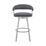 Armen Living Barstool Armen Living | Chelsea 29" Slate Grey Faux Leather and Silver Metal Bar Stool | LCCSBASLGR30