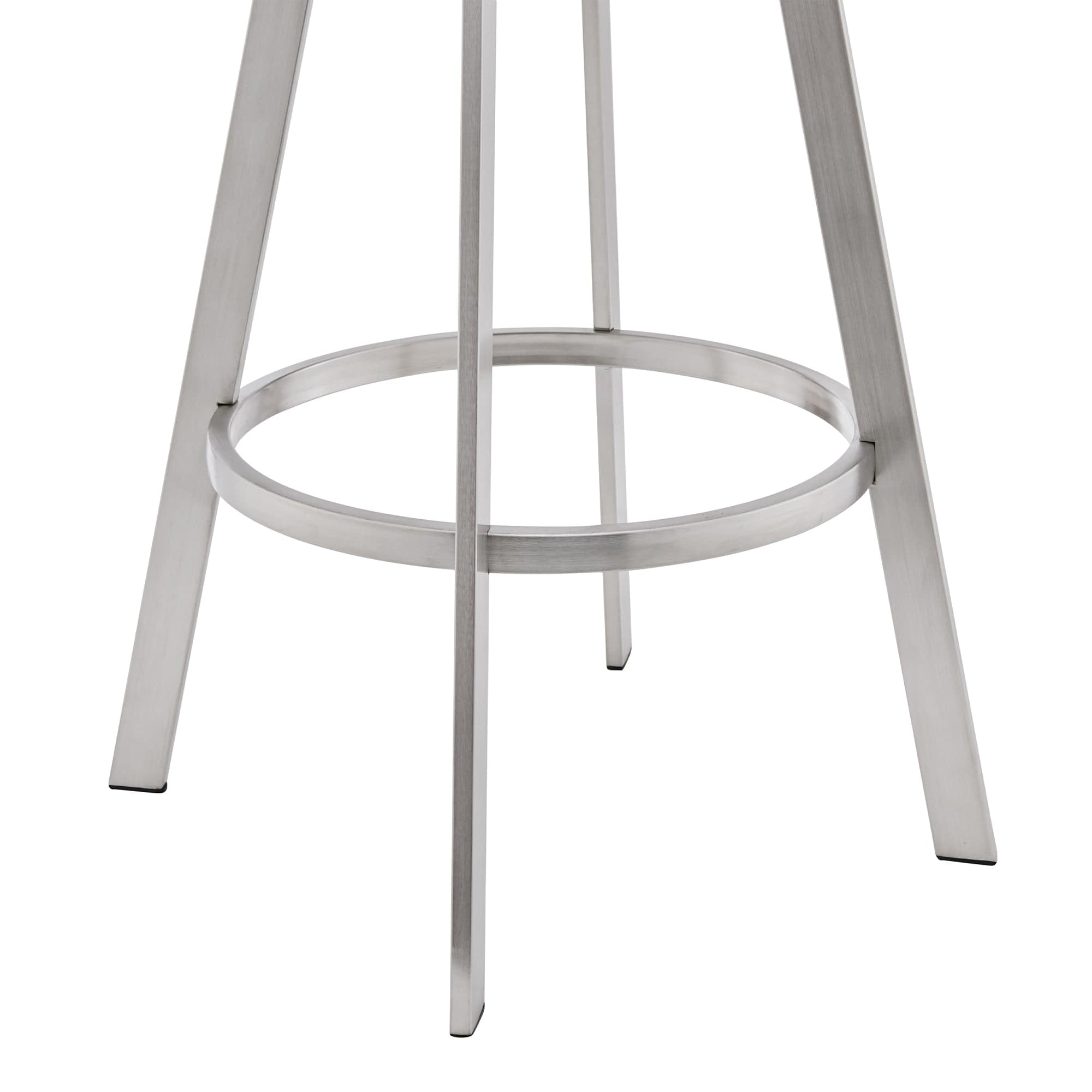 Armen Living Barstool Armen Living - Chelsea 30" Bar Height Swivel Bar Stool in Silver finish and White Faux Leather | LCCSBASLWH30