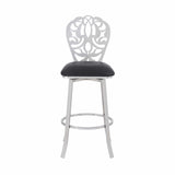 Armen Living Barstool Armen Living - Cherie Contemporary 30" Bar Height Barstool in Brushed Stainless Steel Finish and Gray Faux Leather | LCCHBABSGR30