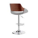 Armen Living Barstool Armen Living - Colby Adjustable Gray Faux Leather and Chrome Finish Bar Stool | LCCYBAWAGR