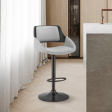 Armen Living Barstool Armen Living - Colby Adjustable Gray Faux Leather and Chrome Finish Bar Stool | LCCYBAWAGR