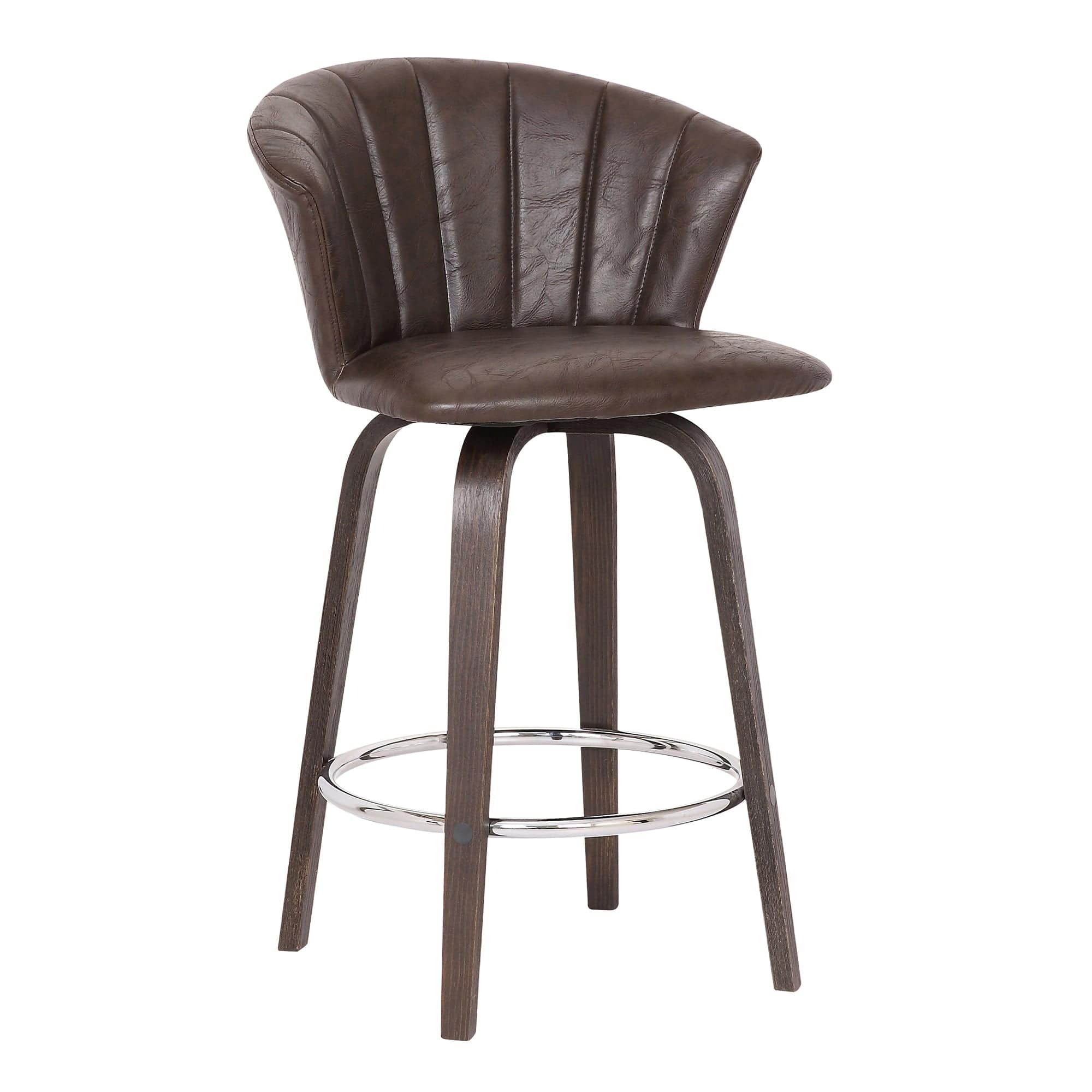 Armen Living Barstool Armen Living | Connie 26" Modern Brown Faux Leather Bar Stool | LCCNBAWABR26