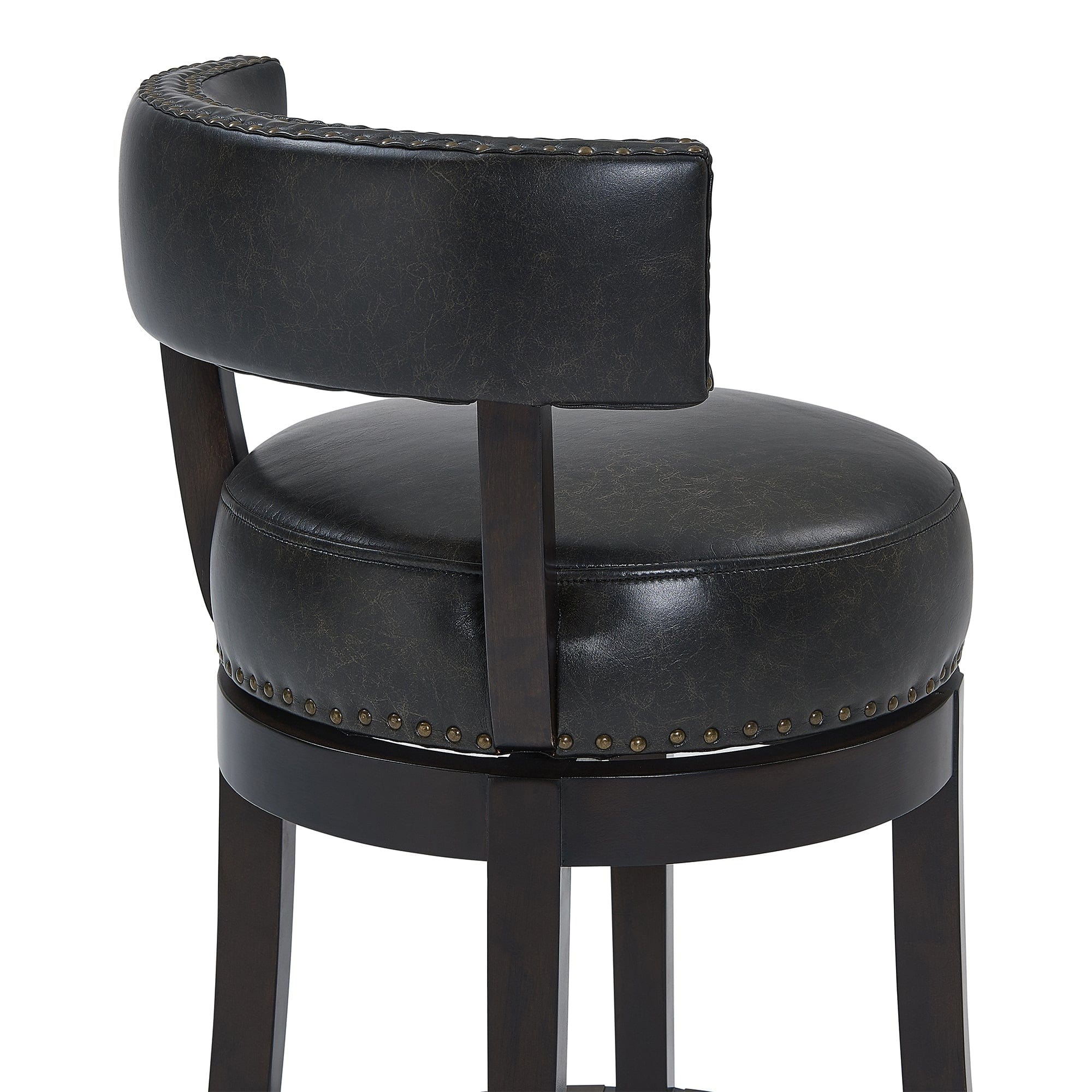Armen Living Barstool Armen Living - Corbin 26" Counter Height Swivel Onyx Faux Leather and Espresso Wood Bar Stool | LCCBBAESON26
