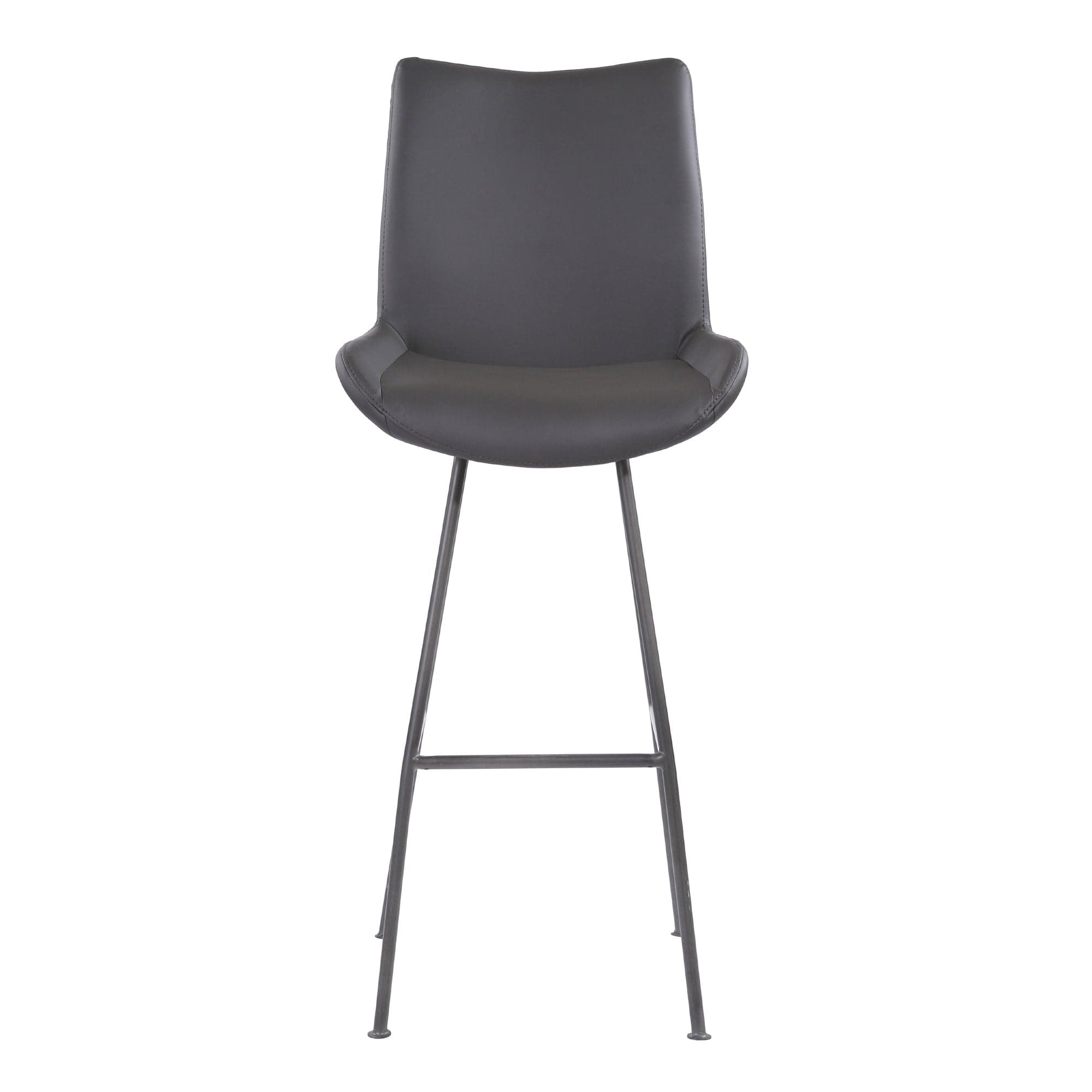 Armen Living Barstool Armen Living | Coronado Contemporary 30" Bar Height Barstool in Brushed Gray Powder Coated Finish and Gray Faux Leather | LCCDBAGR30