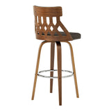 Armen Living Barstool Armen Living - Crux 26" Swivel Counter Stool in Brown Faux Leather and Walnut Wood | LCCXBAWABR26