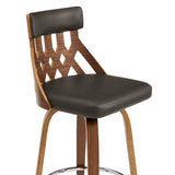 Armen Living Barstool Armen Living - Crux 26" Swivel Counter Stool in Brown Faux Leather and Walnut Wood | LCCXBAWABR26