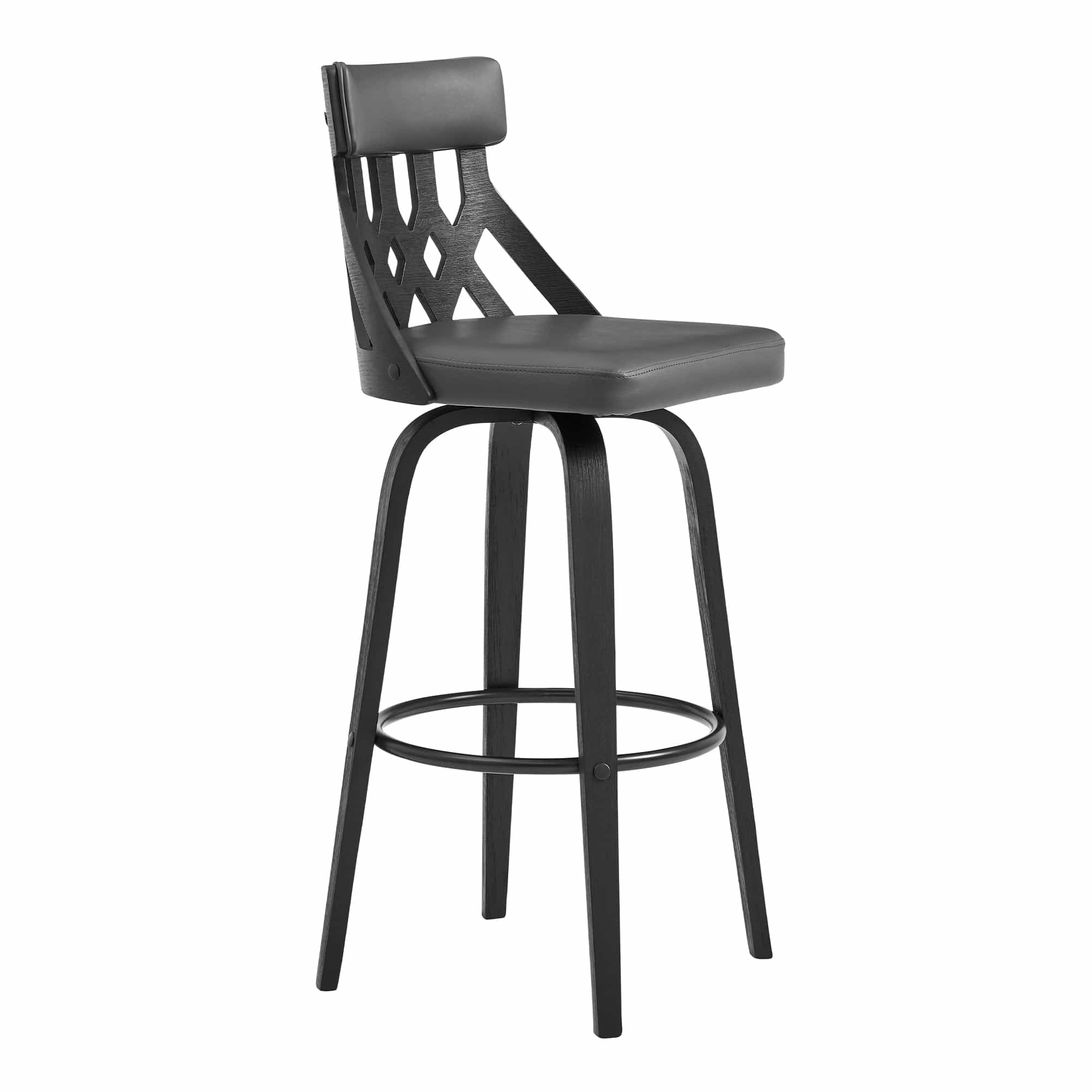Armen Living Barstool Armen Living - Crux 26" Swivel Counter Stool in Brown Faux Leather and Walnut Wood | LCCXBAWABR26