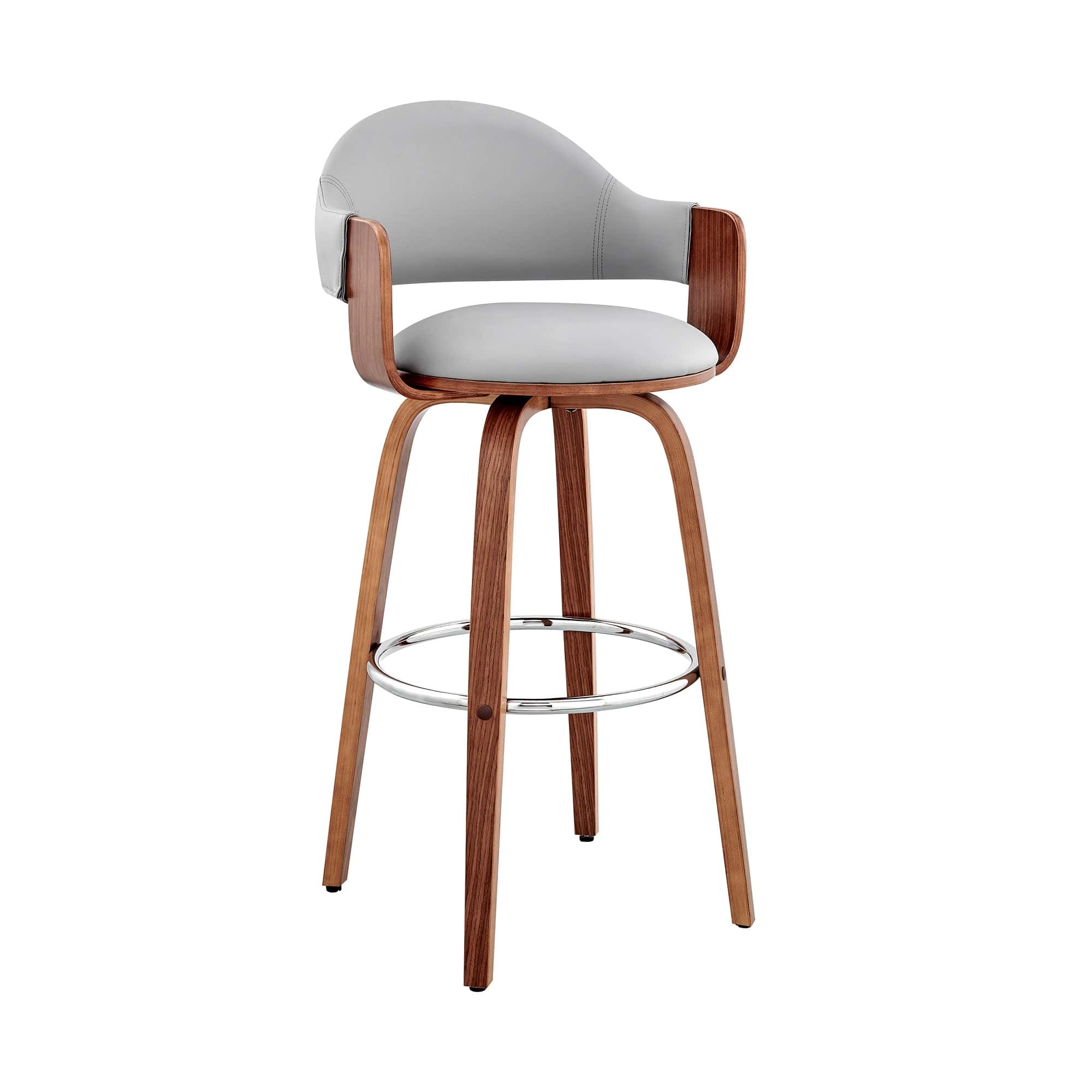 Armen Living Barstool Armen Living - Daxton 26" Gray Faux Leather and Walnut Wood Bar Stool | LCDXBAWAGR26