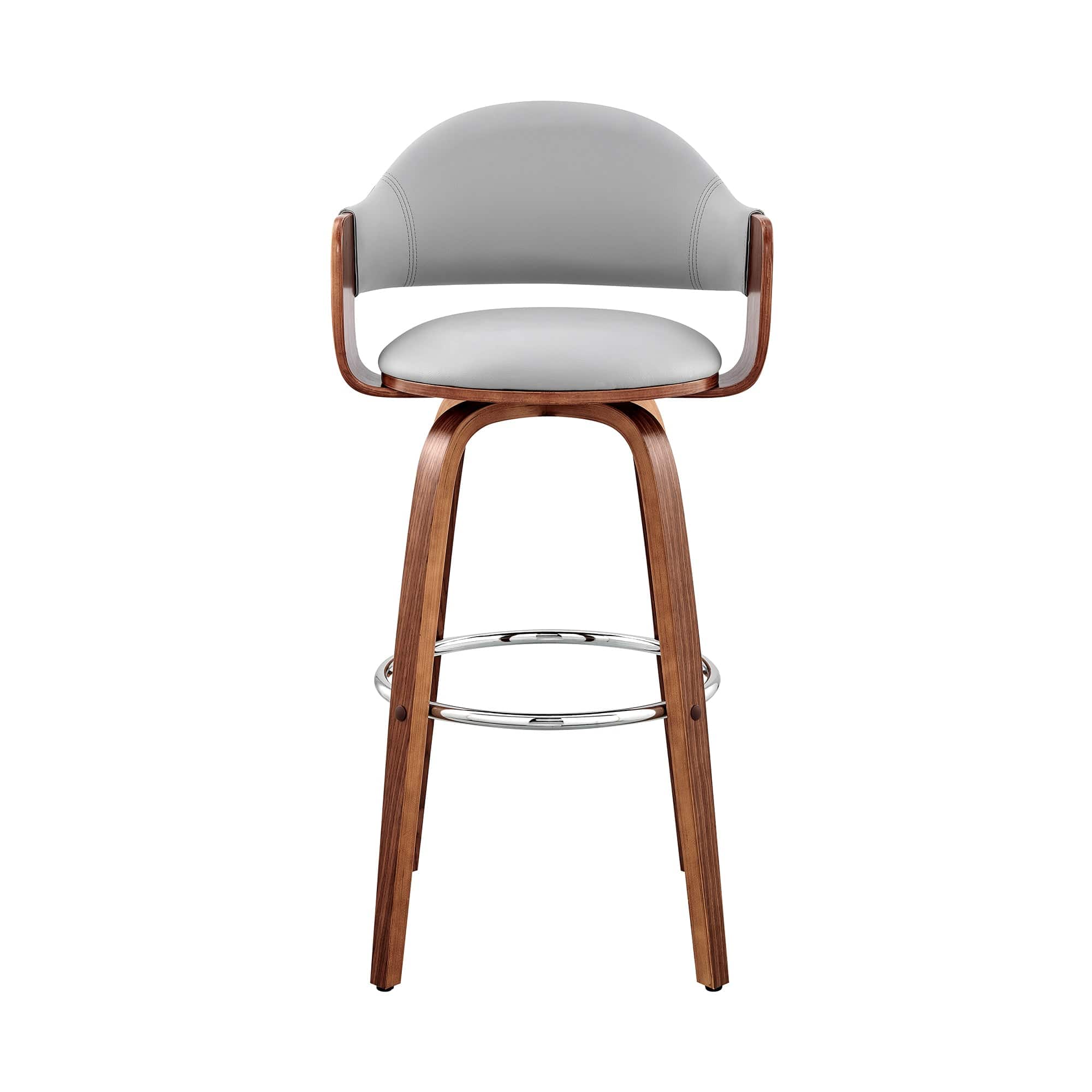 Armen Living Barstool Armen Living - Daxton 26" Gray Faux Leather and Walnut Wood Bar Stool | LCDXBAWAGR26