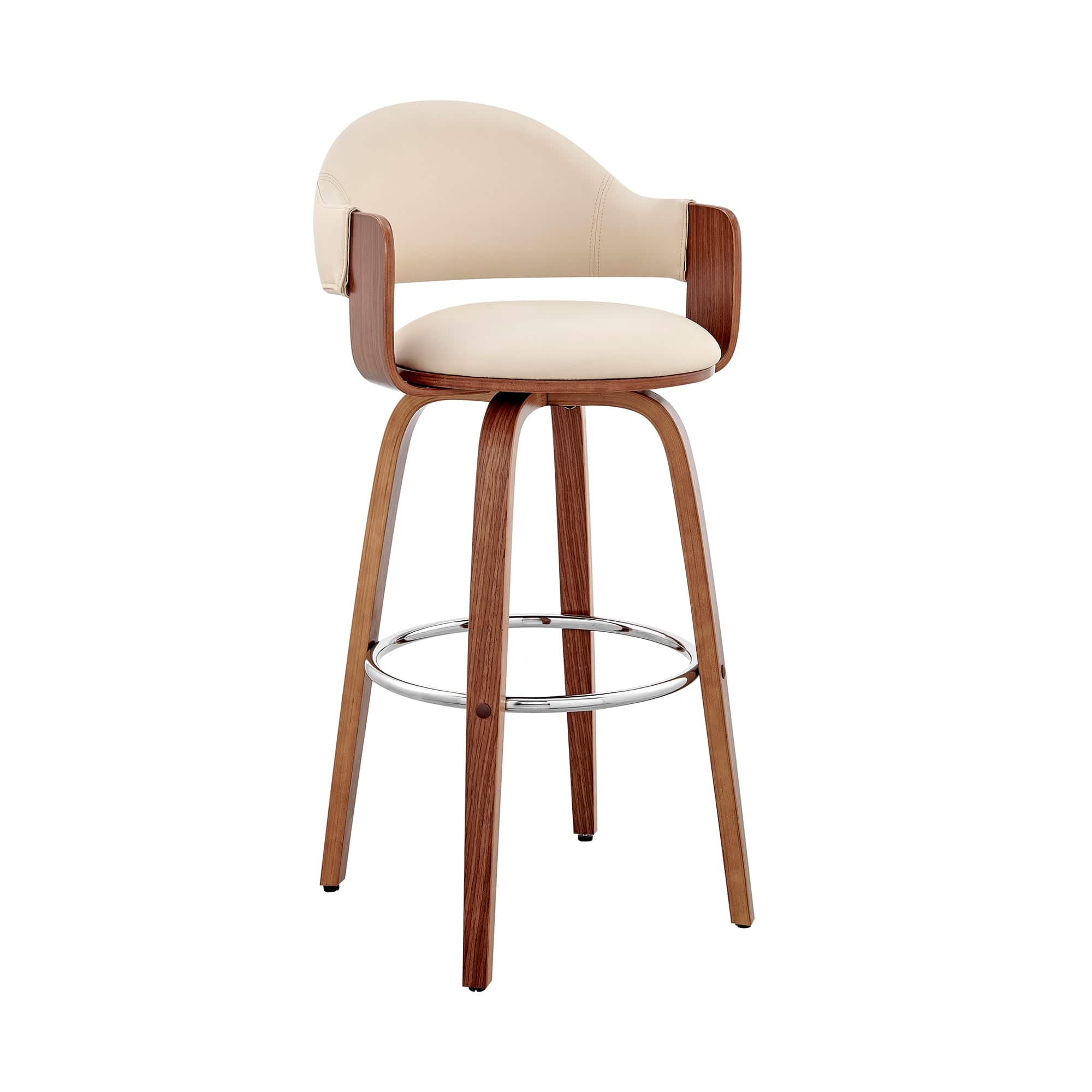 Armen Living Barstool Armen Living - Daxton 26" Gray Faux Leather and Walnut Wood Bar Stool | LCDXBAWAGR26