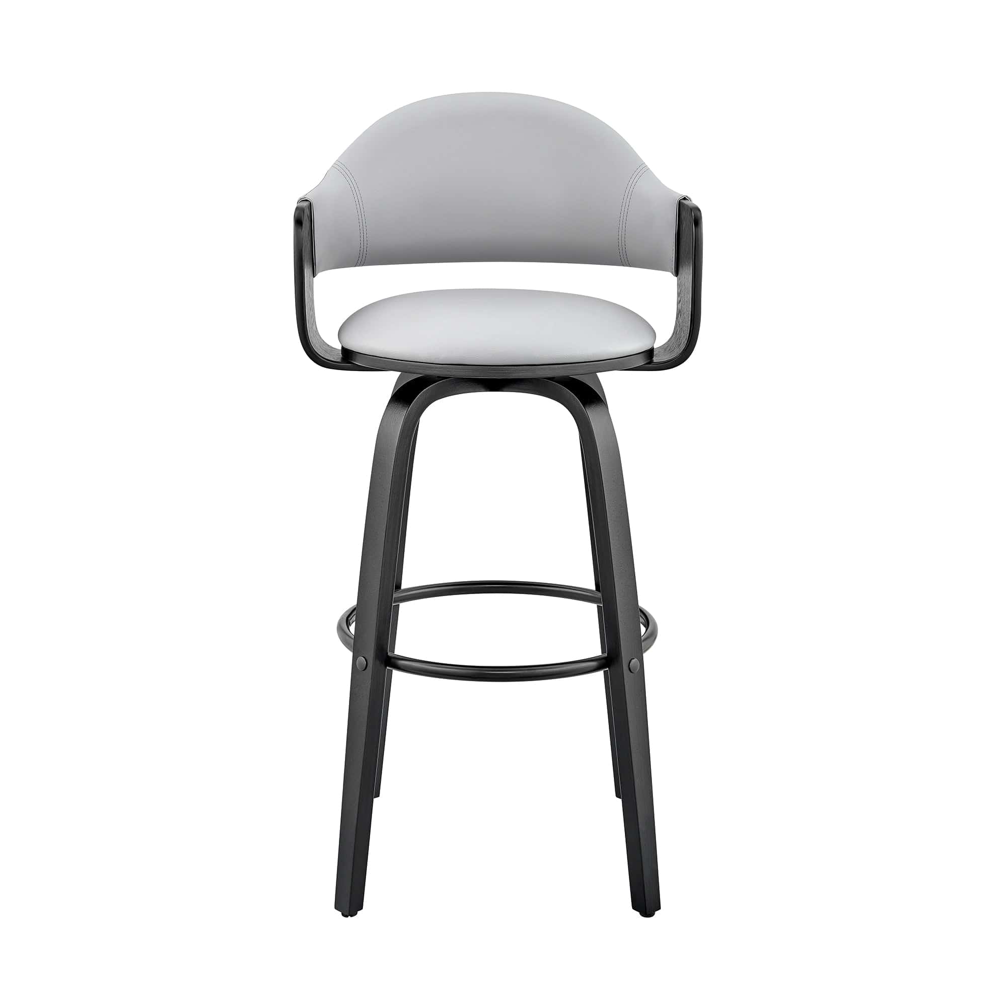 Armen Living Barstool Armen Living - Daxton 26" Gray Faux Leather and Walnut Wood Bar Stool | LCDXBAWAGR26