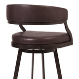 Armen Living Barstool Armen Living | Dione 26" Counter Height Barstool in Auburn Bay and Brown Faux Leather | 721535746927