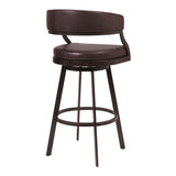 Armen Living Barstool Armen Living - Dione 26" Counter Height Barstool in Auburn Bay and Brown Faux Leather | 721535746927