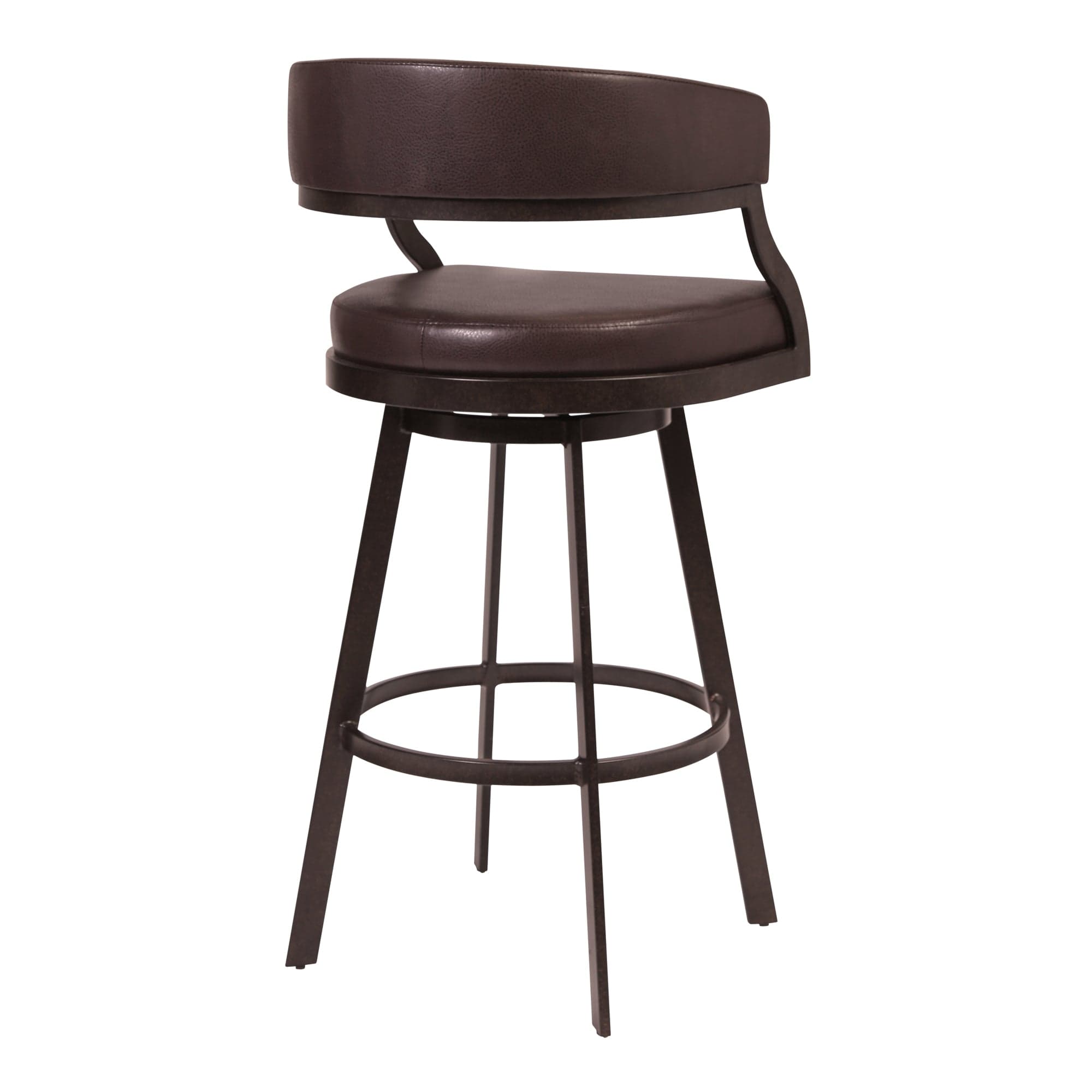 Armen Living Barstool Armen Living | Dione 30" Bar Height Barstool in Auburn Bay and Brown Faux Leather | 721535746934