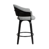 Armen Living Barstool Armen Living | Doral 26" Dark Gray Faux Leather Barstool in Black Powder Coated Finish and Black Brushed Wood | LCDLBABLGR26