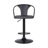 Armen Living Barstool Armen Living - Eagle Adjustable Height Swivel Black Faux Leather and Wood Bar Stool with Black Metal Base | LCEASWBABLBL