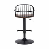 Armen Living Barstool Armen Living - Edward Adjustable Black Wood and Metal Barstool | LCEWBABLBL