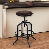 Armen Living Barstool Armen Living - Elena Adjustable Barstool in Industrial Gray Finish with Brown Fabric Seat | LCELSTSBR