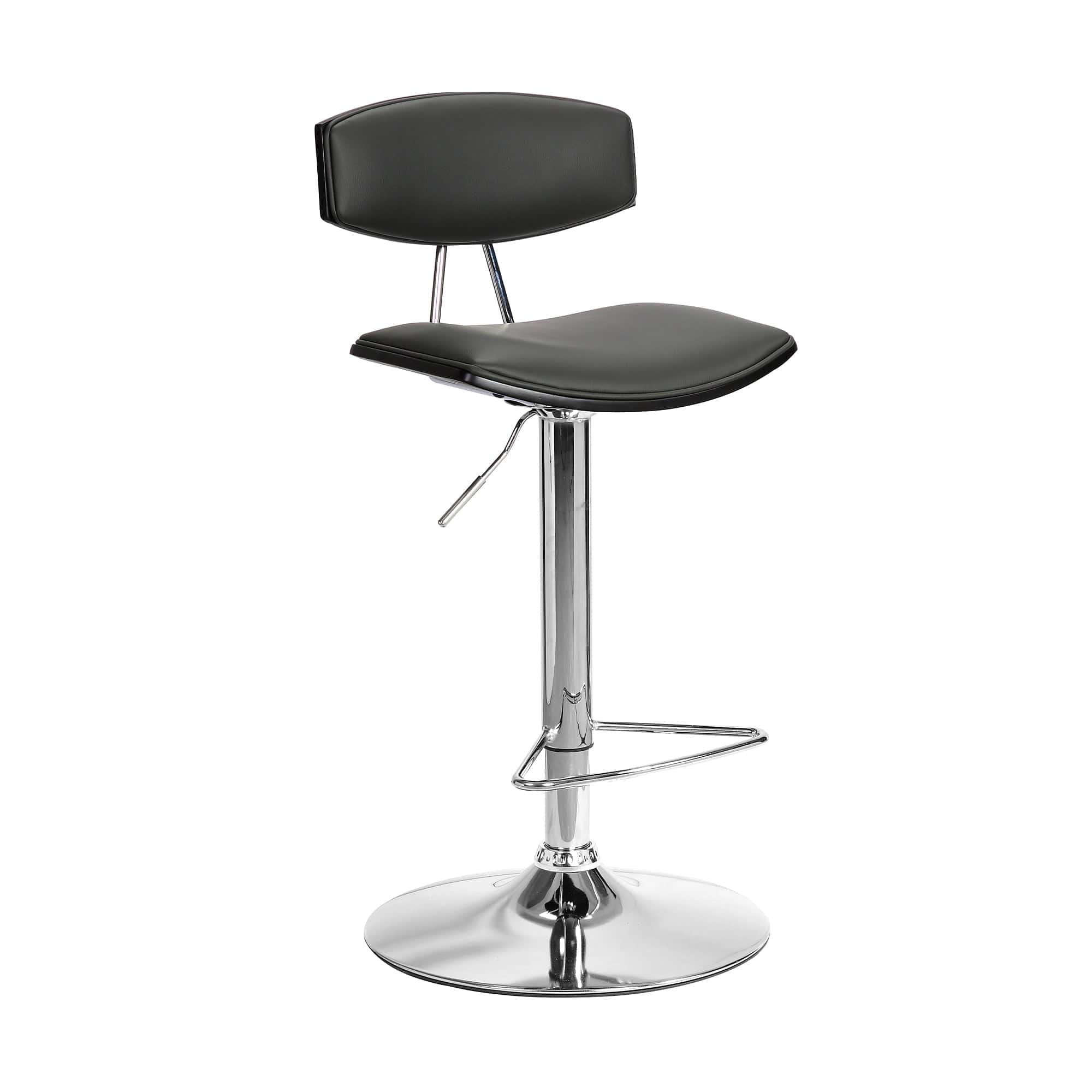 Armen Living Barstool Armen Living | Erik Adjustable Gray Faux Leather Swivel Barstool with Chrome Base | LCEKBABLGR