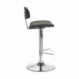 Armen Living Barstool Armen Living | Erik Adjustable Gray Faux Leather Swivel Barstool with Chrome Base | LCEKBABLGR