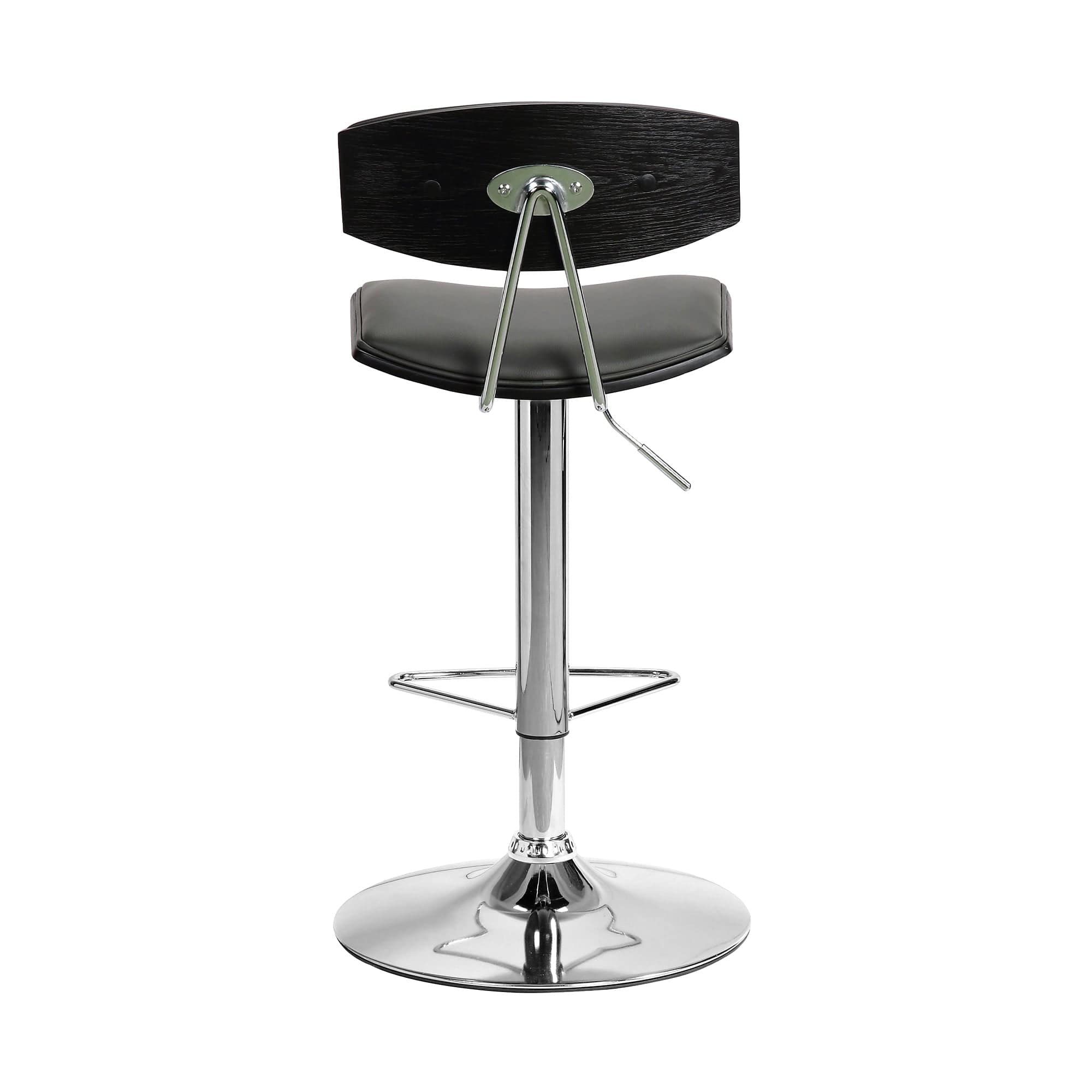 Armen Living Barstool Armen Living | Erik Adjustable Gray Faux Leather Swivel Barstool with Chrome Base | LCEKBABLGR