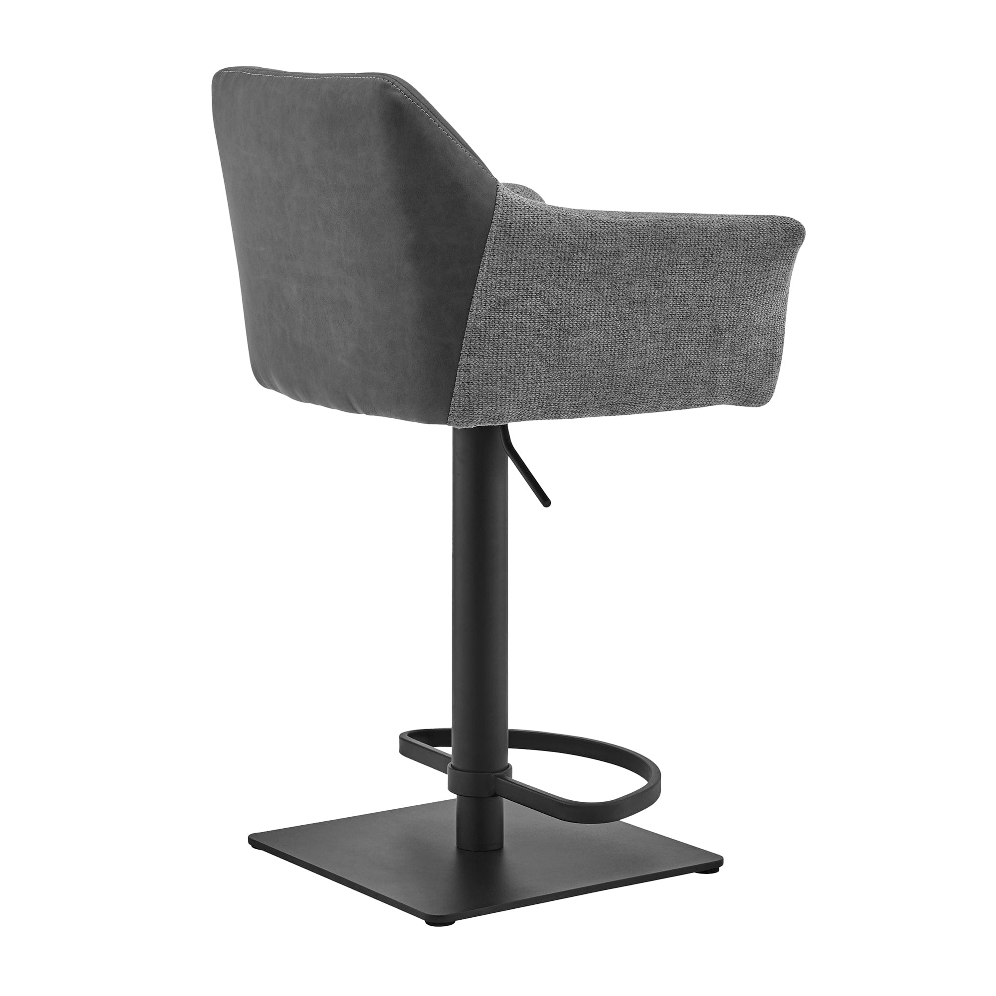 Armen Living Barstool Armen Living | Erin Adjustable Gray Faux Leather and Fabric Metal Swivel Bar Stool | LCERBAGRBL