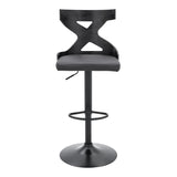 Armen Living Barstool Armen Living | Etienne Adjustable Swivel Gray Faux Leather and Black Metal Bar Stool | LCETBABLGR