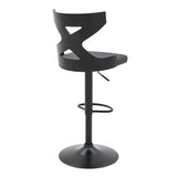 Armen Living Barstool Armen Living | Etienne Adjustable Swivel Gray Faux Leather and Black Metal Bar Stool | LCETBABLGR