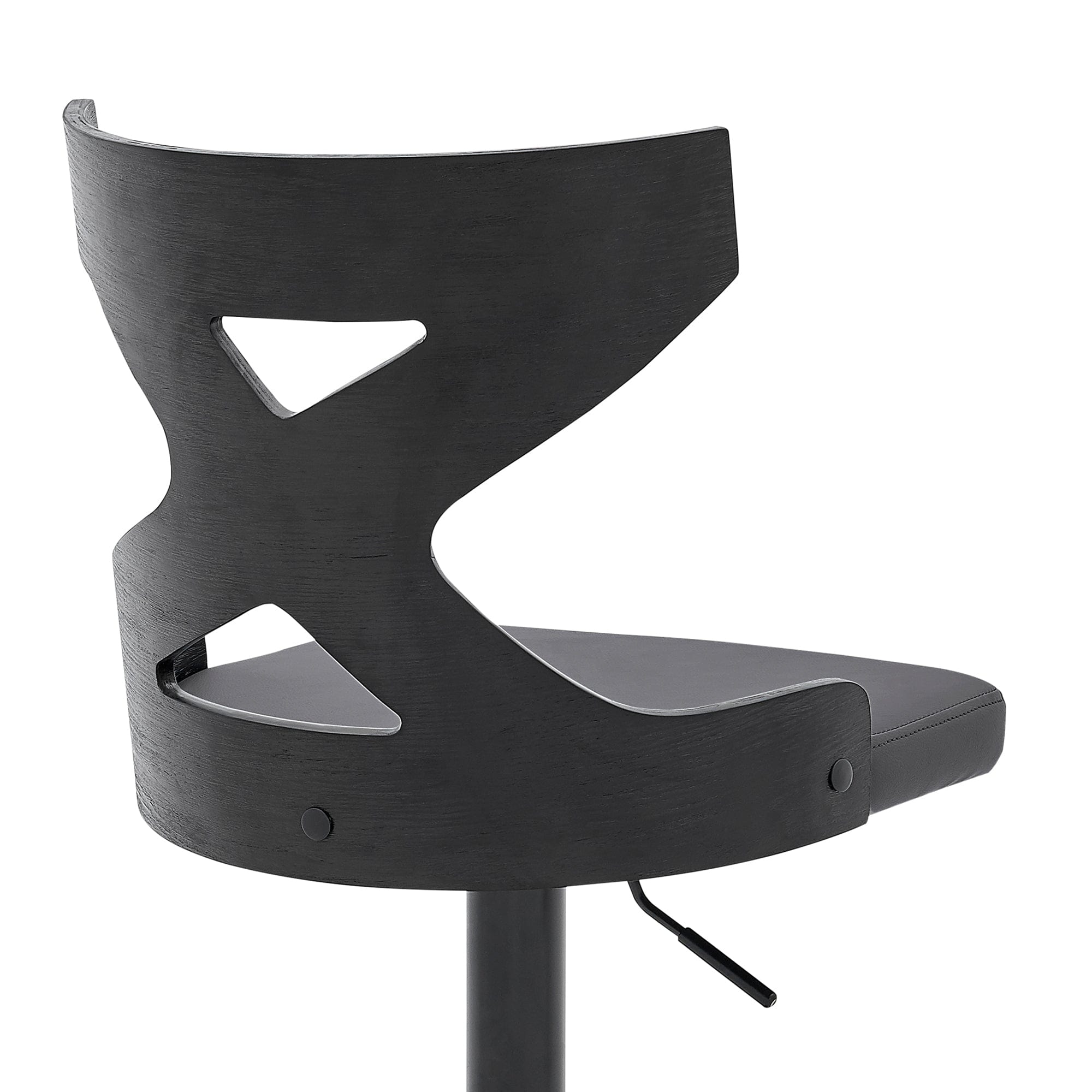 Armen Living Barstool Armen Living | Etienne Adjustable Swivel Gray Faux Leather and Black Metal Bar Stool | LCETBABLGR