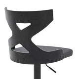 Armen Living Barstool Armen Living | Etienne Adjustable Swivel Gray Faux Leather and Black Metal Bar Stool | LCETBABLGR