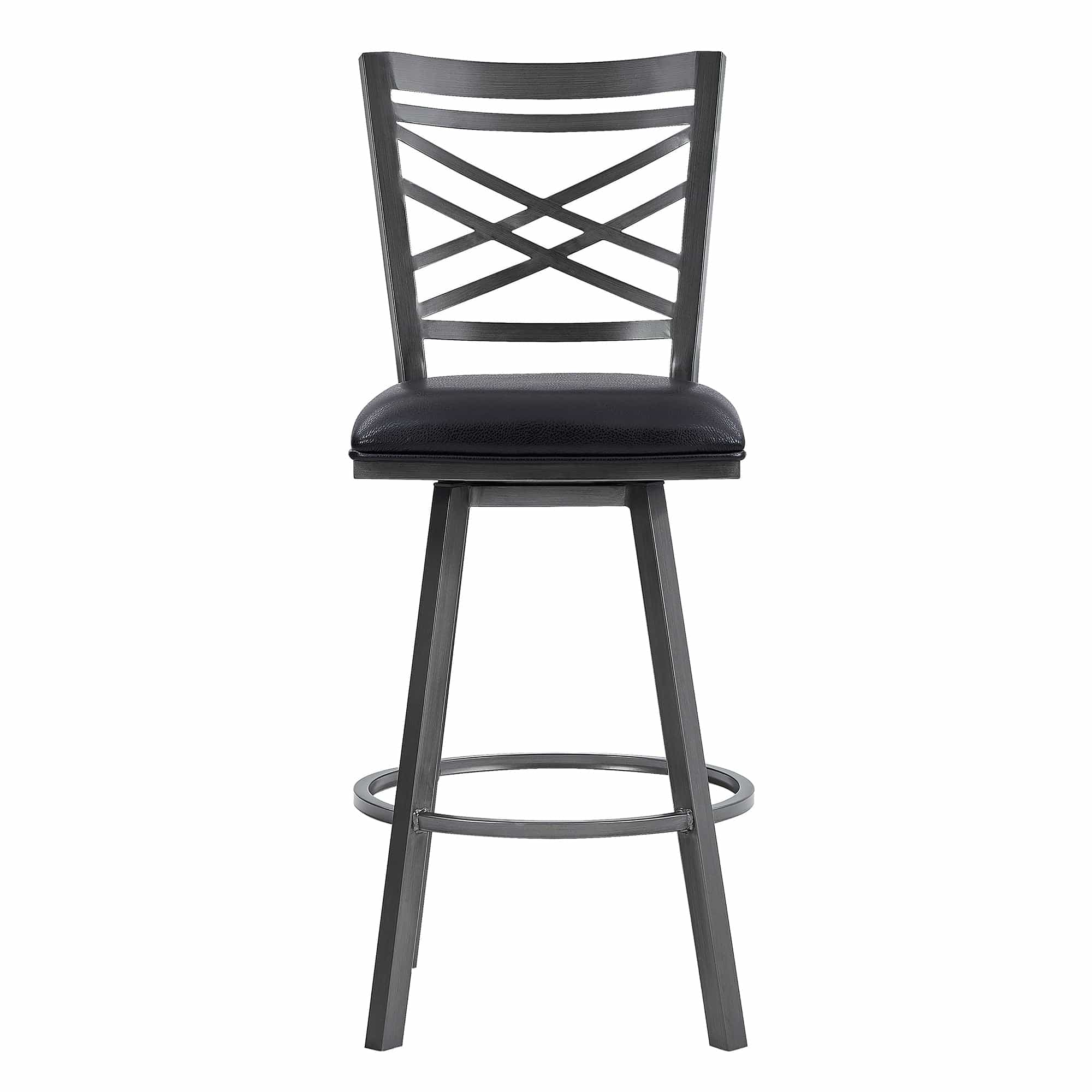 Armen Living Barstool Armen Living | Fargo 26" Counter Height Metal Barstool in Mineral Finish with Black Faux Leather | LCFA26BAMFBL
