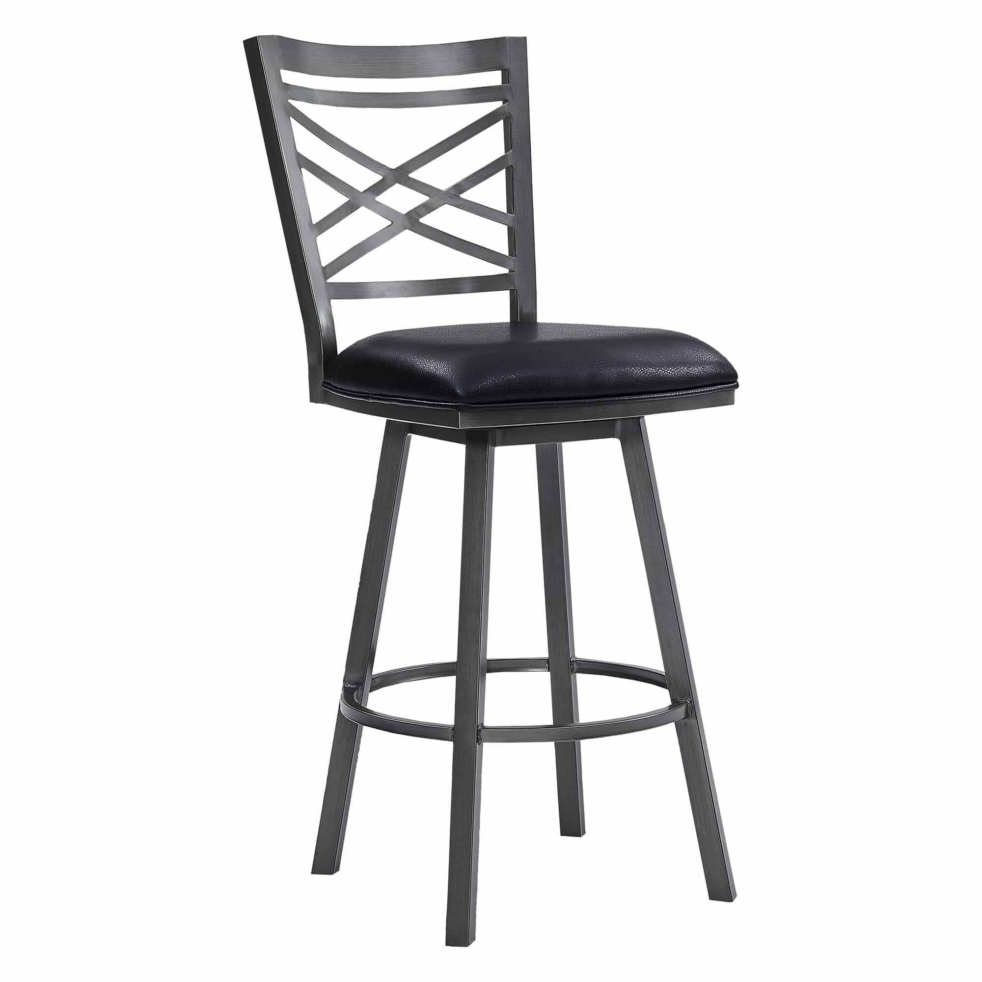 Armen Living Barstool Armen Living | Fargo 30" Counter Height Metal Barstool in Mineral Finish with Black Faux Leather | LCFA30BAMFBL