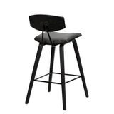 Armen Living Barstool Armen Living | Fox 25.5" Counter Height Grey Faux Leather and Black Wood Mid-Century Modern Bar Stool | LCFOBABLGR26