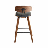 Armen Living Barstool Armen Living | Fox 25.5" Counter Height Grey Faux Leather and Walnut Wood Mid-Century Modern Bar Stool | LCFOBAWAGR26