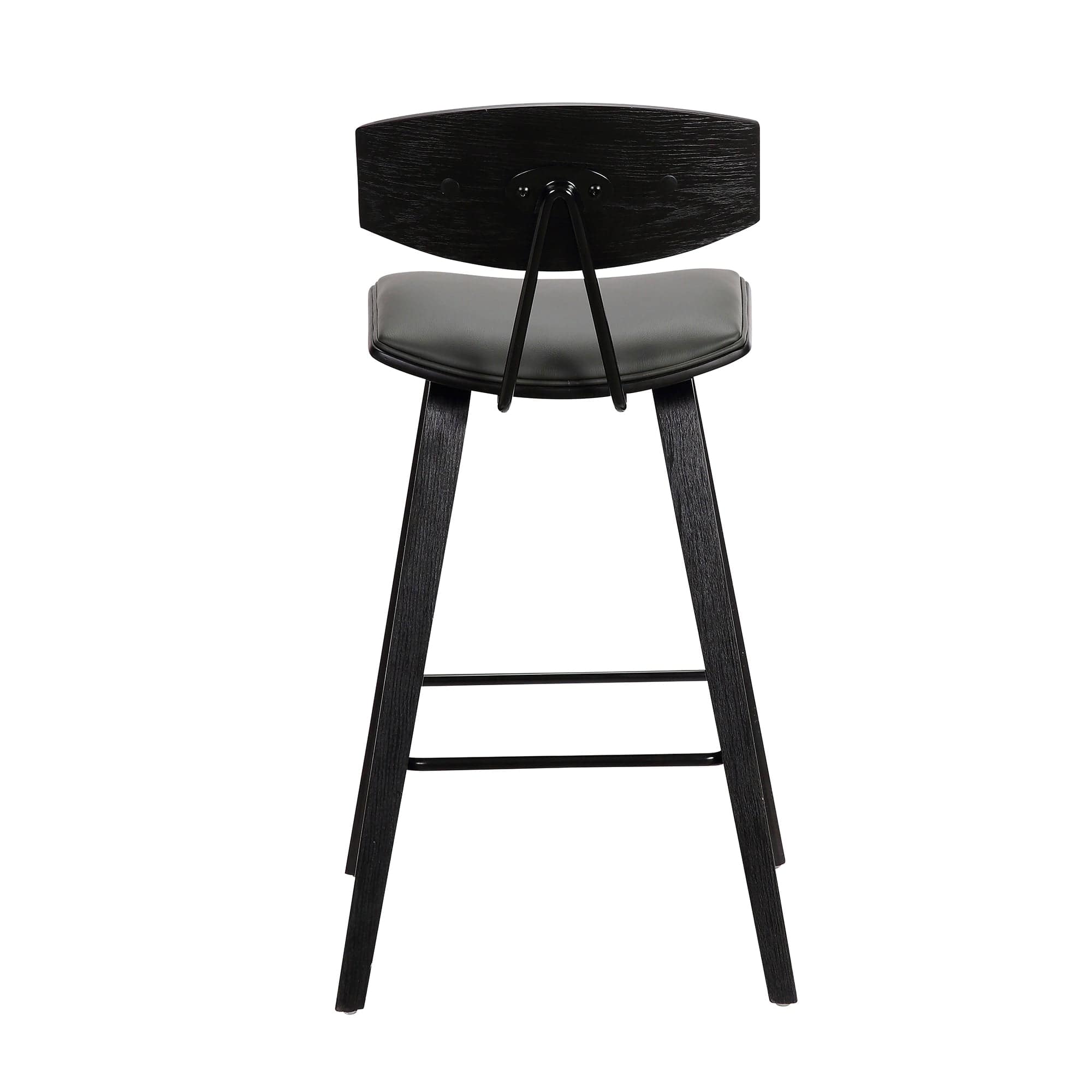 Armen Living Barstool Armen Living - Fox 25.5" Counter Height Grey Faux Leather and Walnut Wood Mid-Century Modern Bar Stool | LCFOBAWAGR26