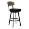 Armen Living Barstool Armen Living - Frisco 30" Bar Height Barstool in Matte Black Finish with Black Faux Leather and Gray Walnut | LCFRBAGWVB30