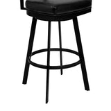 Armen Living Barstool Armen Living - Frisco 30" Bar Height Barstool in Matte Black Finish with Black Faux Leather and Gray Walnut | LCFRBAGWVB30